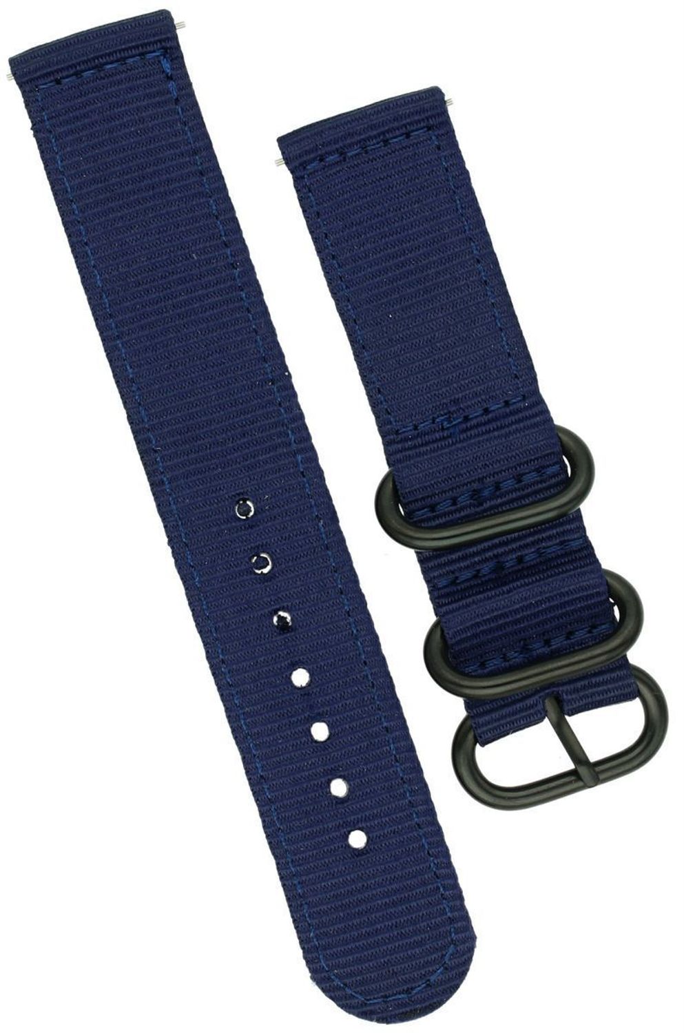 Pasek do zegarka NATO 010 w granatowym kolorze. Nylonowy, parciany, długość krótszej części 85 mm, długość dłuższej części 120 mm, szerokość mocowania 20 mm.1.jpg